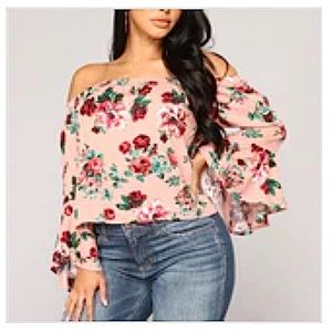 Fashion Nova Floral Off Shoulder Top Size Small